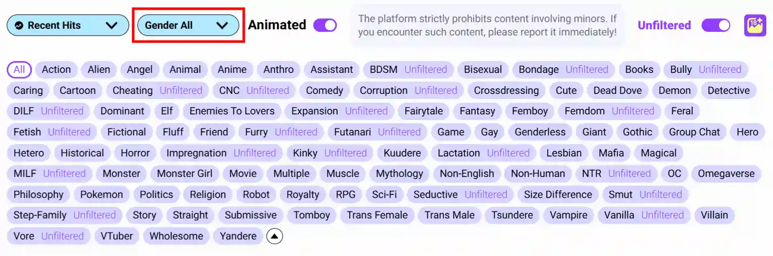 CrushOn AI Tags- Character Diversity