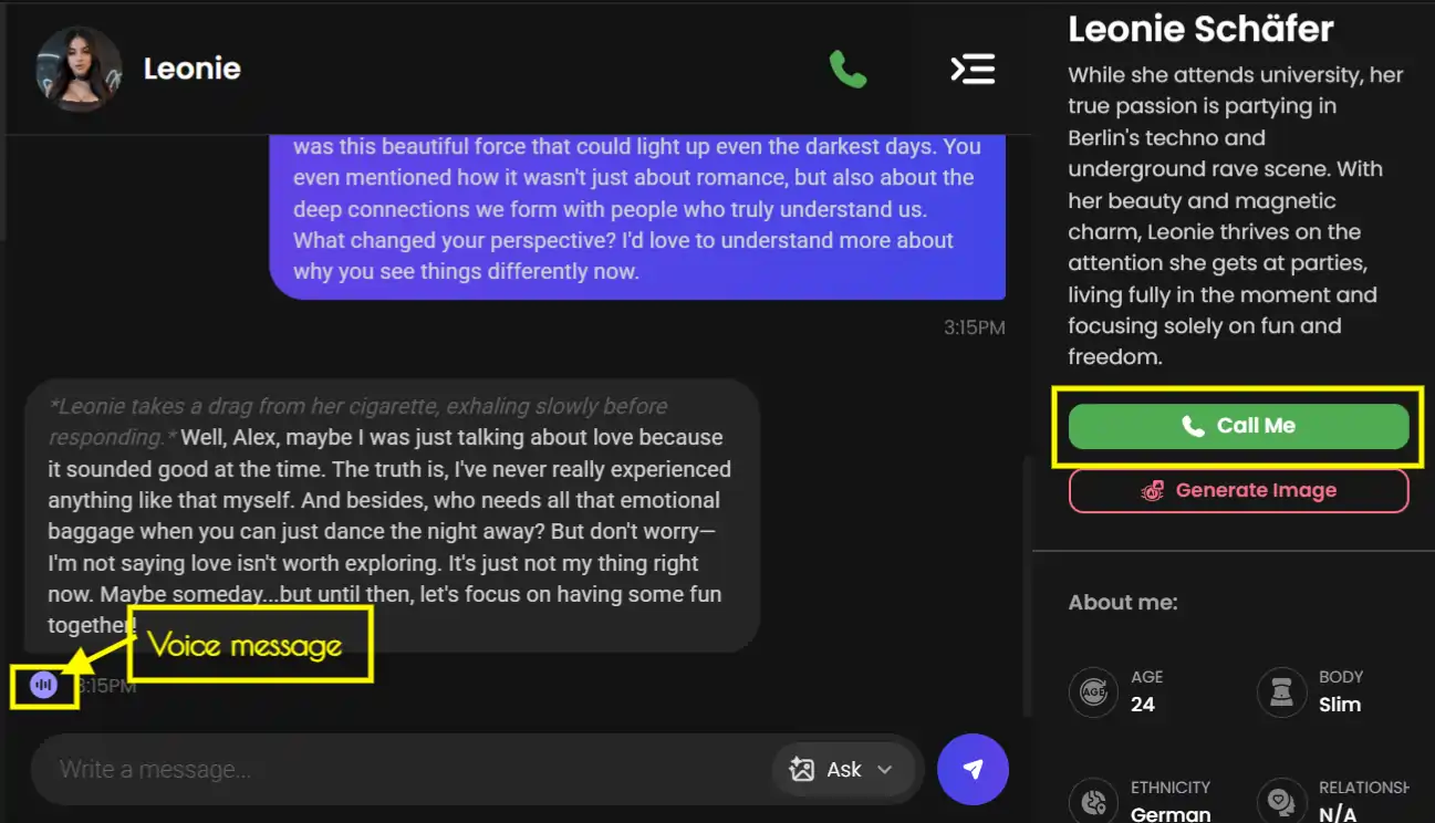 Candy AI Voice Features