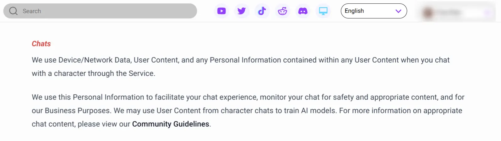 CrushOn AI Chat Monitoring Policy