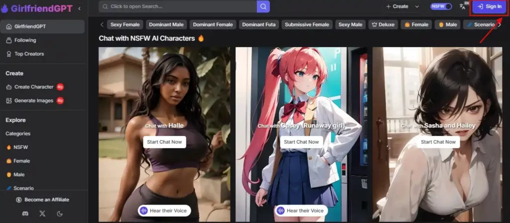GirlfriendGPT - Signup