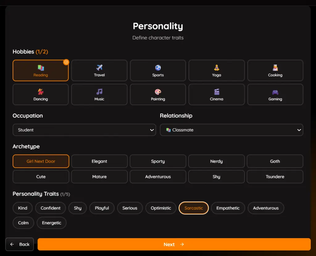 Customizing AI MyLovely AI Girlfriend Personality & traits