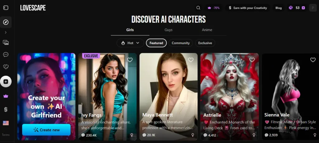 Lovescape AI - User Interface
