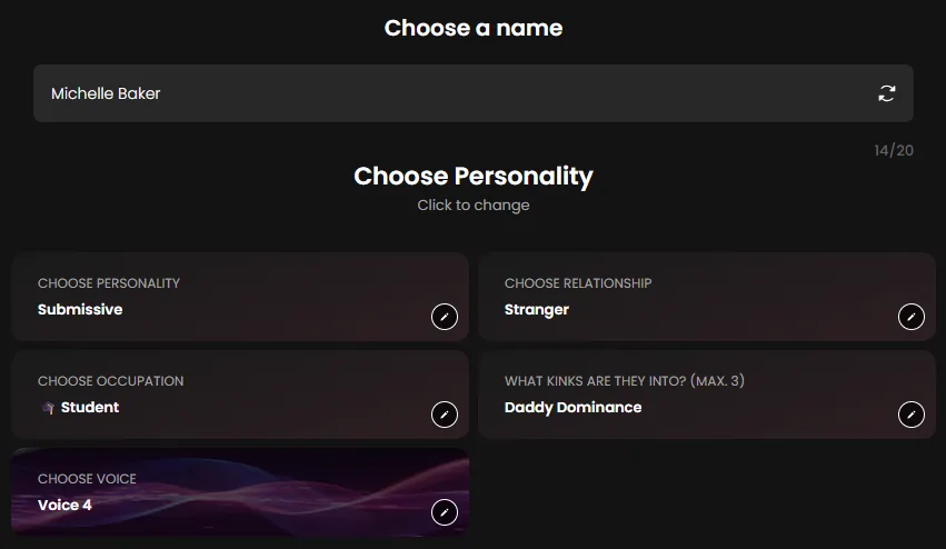 Candy AI - AI Character Customization Settings