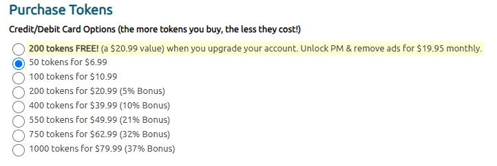 Chaturbate Token Costs